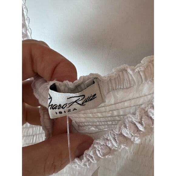 Charo Ruiz Ibiza Stelle Short Dress Smocked White Sz 0 NWT $325 - Picture 11 of 15